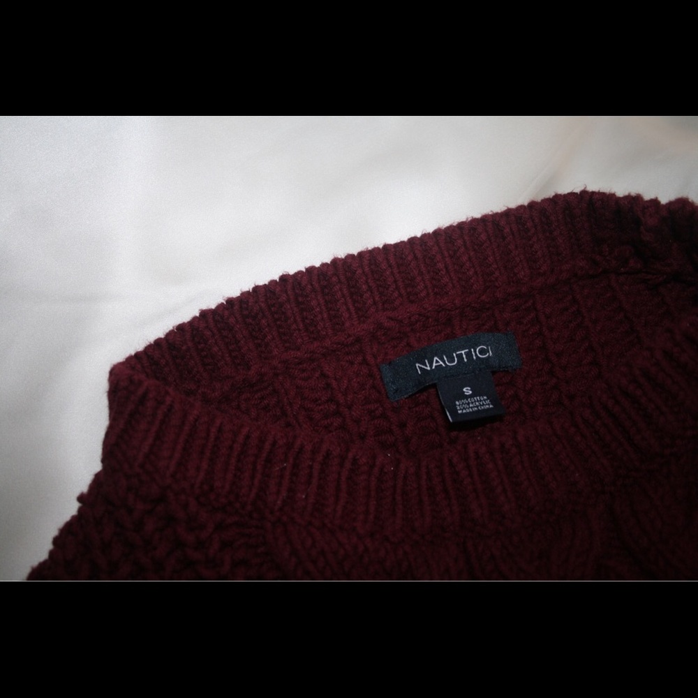 nautica maroon cable knit sweater